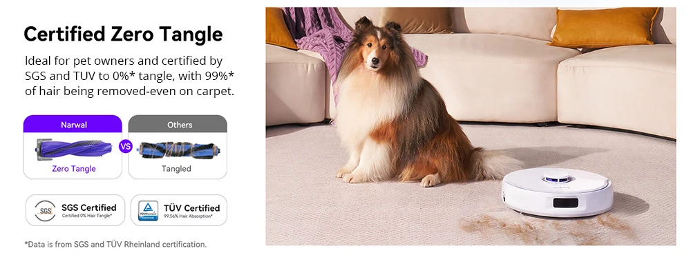 Robotický vysavač a mop Narwal Freo X Ultra s automatickým mytím a samovyprazdňováním, silným sacím výkonem 8200 Pa, plovoucím kartáčem bez zamotávání, automatickým zvedáním mopu do 12 mm, univerzální základnovou stanicí