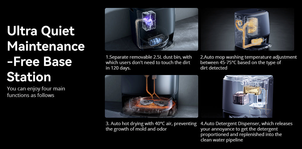 Robotický vysavač a mop Narwal Freo Z Ultra se základnovou stanicí, výkon 12 000 Pa, samovyprazdňování, dvojitá kamera, nulové zamotávání, 120denní bezúdržbová výdrž, automatické zvedání mopu do 12 mm, trilaserové vyhýbání se překážkám, adaptivní mytí a sušení horkou vodou s umělou inteligencí - bílý