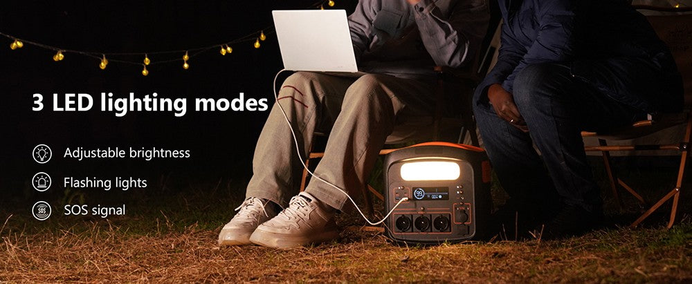 Přenosná elektrárna NECESPOW N1200, baterie LiFePO4 1100,25 Wh, 3 zásuvky AC 1200 W (špička 2400 W), solární generátor s čistou sinusovou vlnou 50 Hz pro venkovní kempování, zálohování doma a nouzové použití