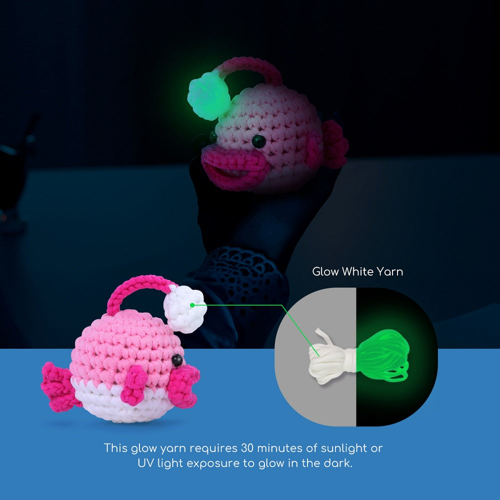 Sada na háčkování NestledCrafts pro začátečníky, sada se zvířátky amigurumi, s podrobnými video tutoriály - Anglerpuff