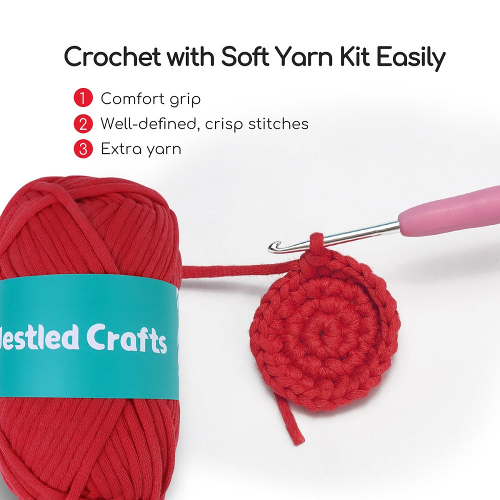 Vánoční háčkovací sada NestledCrafts pro začátečníky, sada na pletení amigurumi s podrobnými video tutoriály - SantySnow