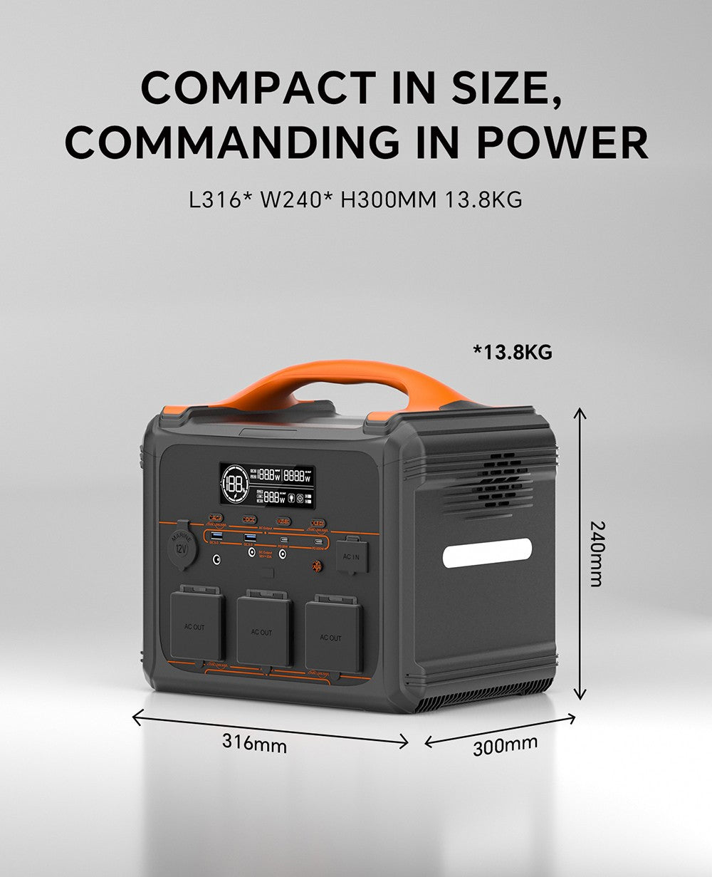 Přenosná napájecí stanice NEWSMY S1210 1200W 1102,5Wh, LiFeMnPo4 baterie, rychlé nabíjení 1,2 hodiny, výstup PD100W, 230V/1200W (špička 2400W) čistá sinusová vlna