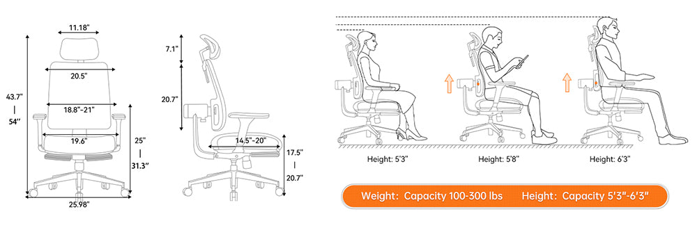 Ergonomická židle NEWTRAL MagicH-BP s opěrkou nohou, automatickým nastavováním opěradla, adaptivní opěrkou dolní části zad, nastavitelnou loketní opěrkou a opěrkou hlavy, 4 polohy aretace - černá