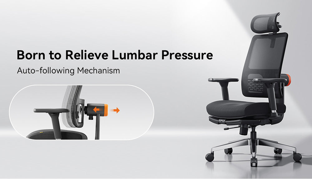 Ergonomická židle NEWTRAL MagicH-BPro s opěrkou nohou, automatickým nastavováním opěrky zad a hlavy, adaptivní opěrkou dolní části zad, nastavitelnou loketní opěrkou a aretací do 4 poloh - černá