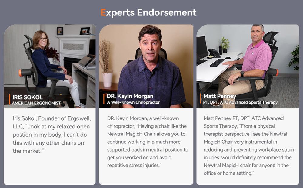 Ergonomická židle NEWTRAL MAGICH002, automatické nastavování opěradla, adaptivní opěrka zad, nastavitelná hloubka sedáku v opěrce hlavy, 4D polohování loketní opěrky, 3 polohy k zajištění