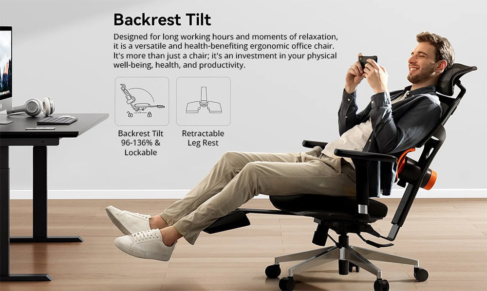 Ergonomická židle NEWTRAL NT002 s adaptivní opěrkou dolní části zad a opěrkou nohou, nastavitelná opěrka zad ve 4 úhlech sklonu, loketní opěrka hlavy a 5 poloh pro zajištění, hliníková základna - Pro verze