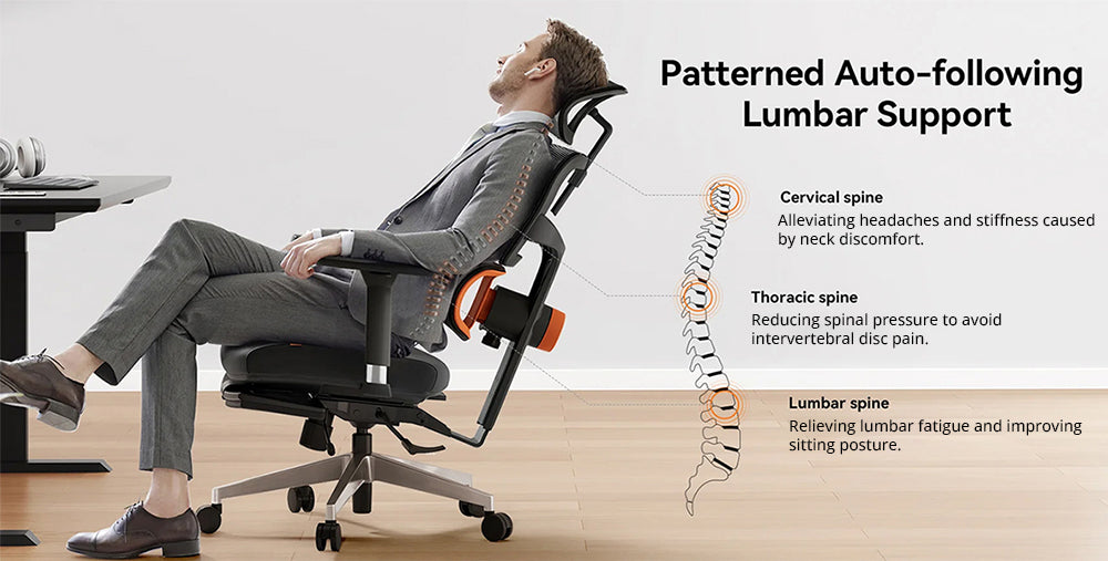 Ergonomická židle NEWTRAL NT002 s adaptivní opěrkou dolní části zad a opěrkou nohou, nastavitelná opěrka zad ve 4 úhlech sklonu, loketní opěrka hlavy a 5 poloh pro zajištění, hliníková základna - Pro verze