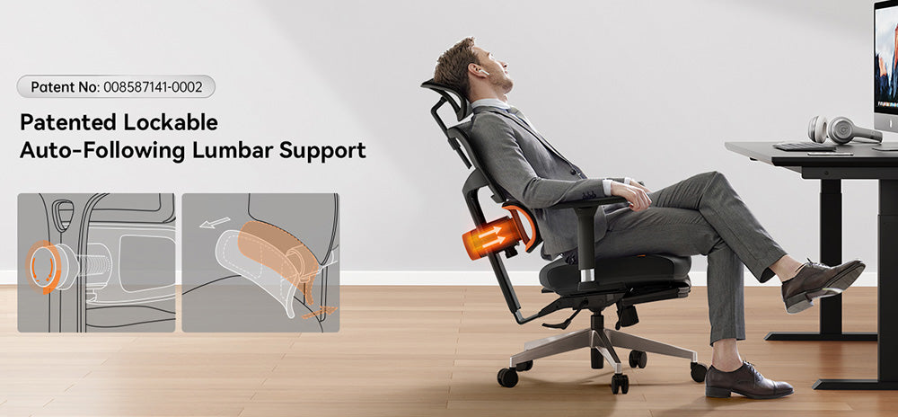 Ergonomická židle NEWTRAL NT002 s adaptivní opěrkou dolní části zad a opěrkou nohou, nastavitelná opěrka zad ve 4 úhlech sklonu, loketní opěrka hlavy a 5 poloh pro zajištění, hliníková základna - Pro verze