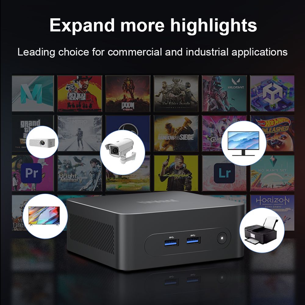 Mini PC Ninkear N10, Intel N100 4 jádra max. 3,4 GHz, 16 GB RAM, 512 GB SSD, 2*HDMI 2.0 (4K@60Hz) duální displej, 2,4/5 GHz WiFi Bluetooth 5.0, 3*USB 3.0, 1*USB 2.0, 1*RJ45, 1*konektor pro sluchátka