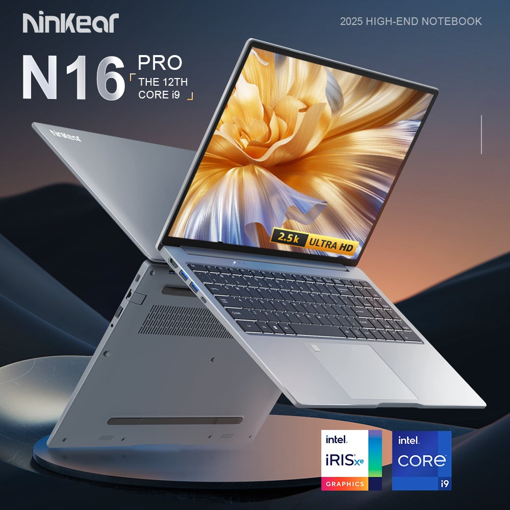 Notebook Ninkear N16 Pro, 16palcový IPS displej s rozlišením 2560*1600, Intel Core i9-12900HK, 14 jader, max. 5,0 GHz, 32 GB RAM, 1 TB SSD, obnovovací frekvence 120 Hz, WiFi 6, 5000 mAh, podsvícená klávesnice, 1x plně vybavený port Type-C, 2x USB 3.0, 1x USB 2.0, 1x HDMI, 1x RJ45, 1x konektor pro sluchátka
