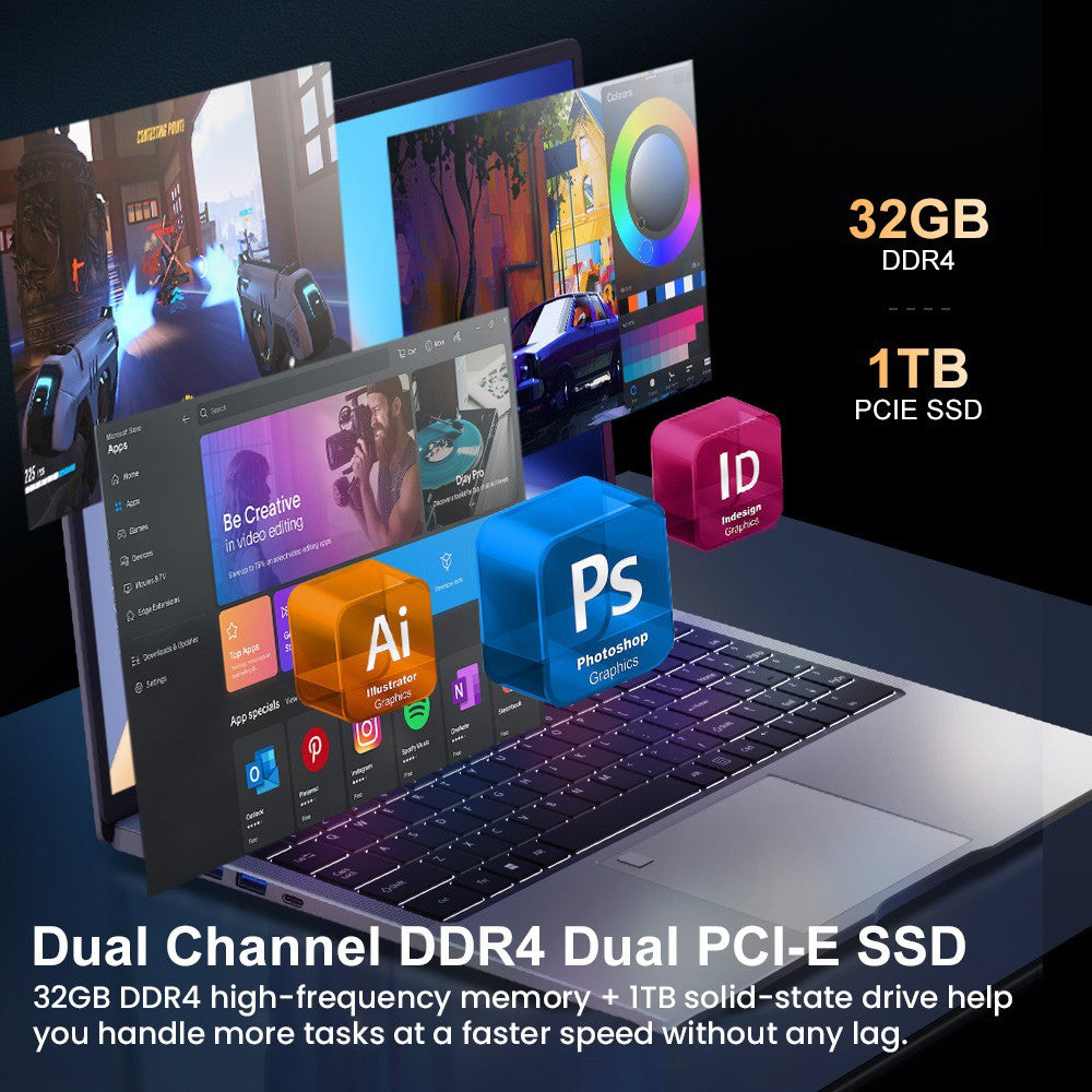 Notebook Ninkear N16 Pro, 16palcový IPS displej s rozlišením 2560*1600, Intel Core i9-12900HK, 14 jader, max. 5,0 GHz, 32 GB RAM, 1 TB SSD, obnovovací frekvence 120 Hz, WiFi 6, 5000 mAh, podsvícená klávesnice, 1x plně vybavený port Type-C, 2x USB 3.0, 1x USB 2.0, 1x HDMI, 1x RJ45, 1x konektor pro sluchátka