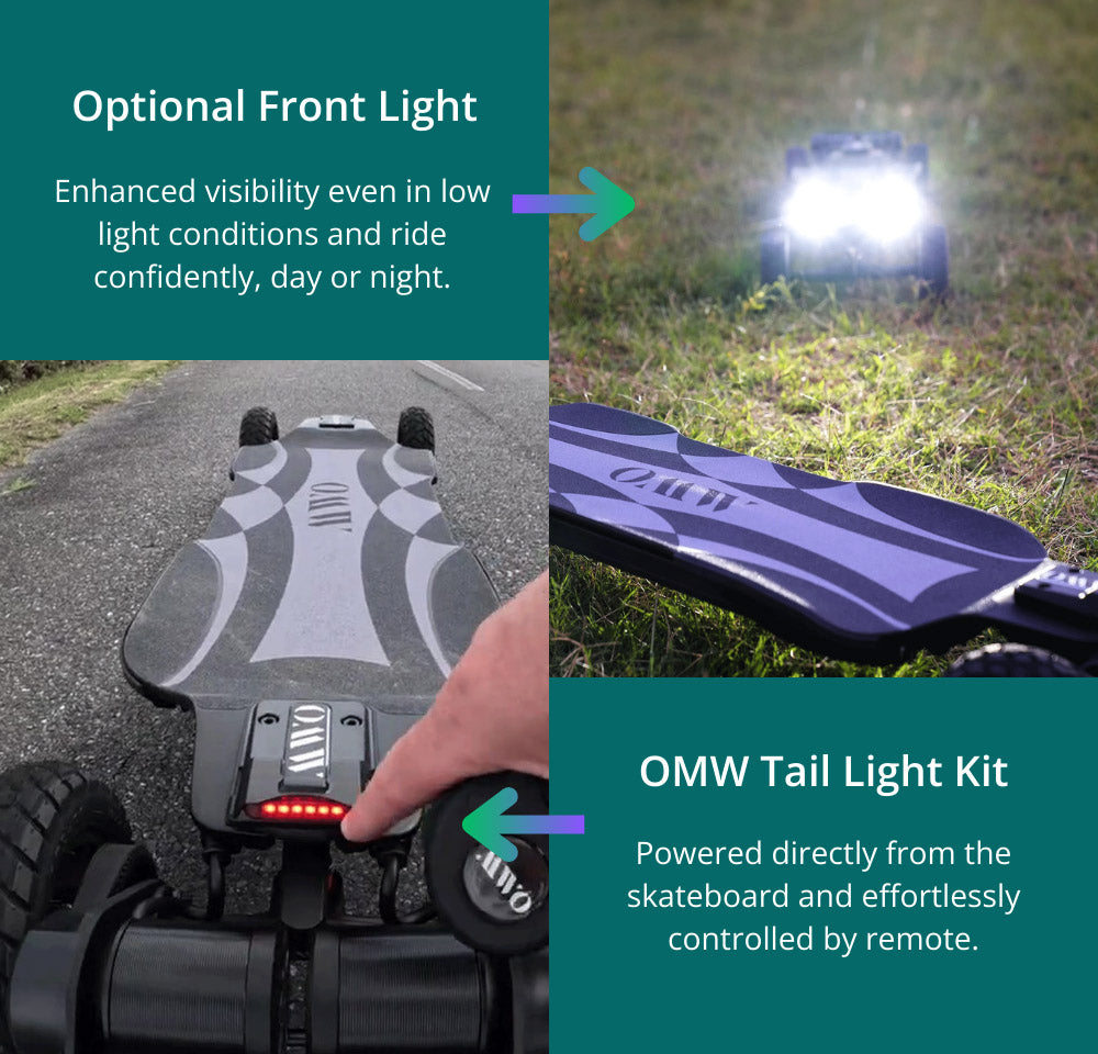 Elektrický skateboard OMW Cavalry, maximální výkon 3500 W, baterie 43,2 V 20 Ah, maximální rychlost 60 km/h, dojezd 55 km