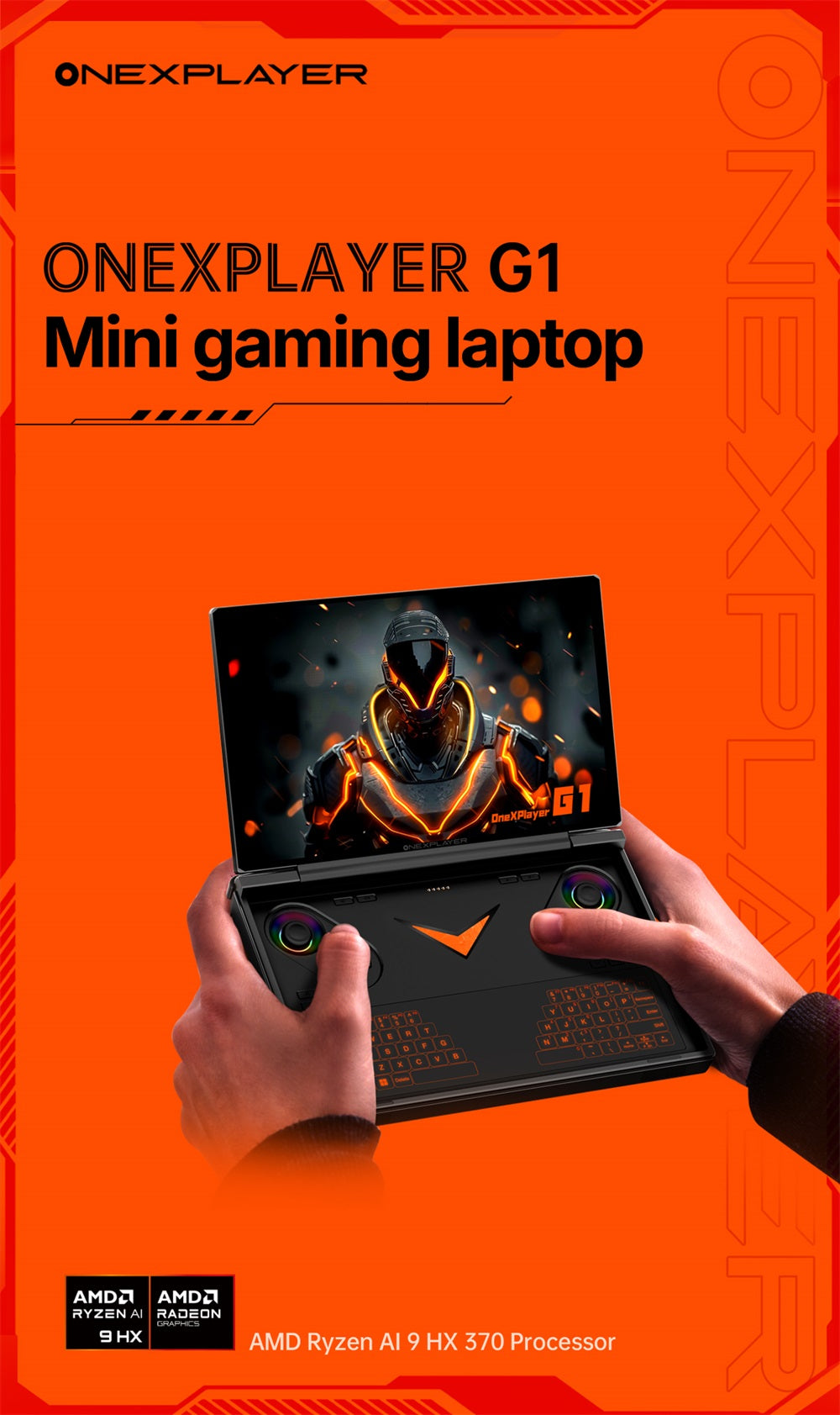 Herní kapesní počítač One Netbook OneXPlayer G1, AMD Ryzen AI 9 HX 370 12 jader max. 5,1 GHz, 8,8" displej s rozlišením 2560*1600 a obnovovací frekvencí 144 Hz, 64 GB RAM LPDDR5X 7500 MHz, 4 TB SSD, WiFi 6E, 2*USB-C, 1*USB 3.2, 1*TF karta, 1* Oculink, 1*3,5mm audio vstup, odemykání otiskem prstu - zástrčka EU