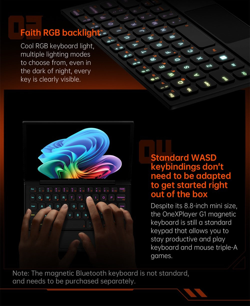 Herní kapesní počítač One Netbook OneXPlayer G1, AMD Ryzen AI 9 HX 370 12 jader max. 5,1 GHz, 8,8" displej s rozlišením 2560*1600 a obnovovací frekvencí 144 Hz, 64 GB RAM LPDDR5X 7500 MHz, 4 TB SSD, WiFi 6E, 2*USB-C, 1*USB 3.2, 1*TF karta, 1* Oculink, 1*3,5mm audio vstup, odemykání otiskem prstu - zástrčka EU