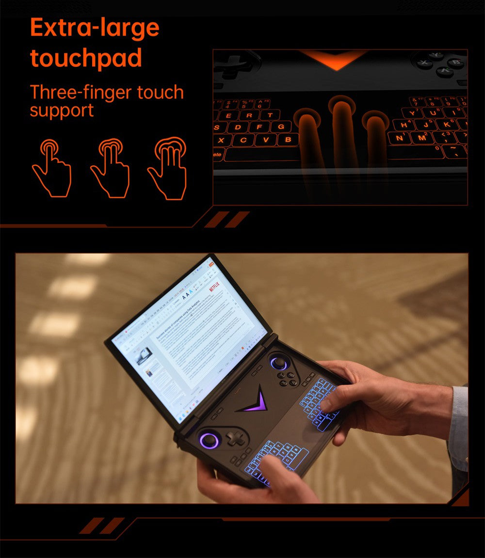 Herní kapesní počítač One Netbook OneXPlayer G1, AMD Ryzen AI 9 HX 370 12 jader max. 5,1 GHz, 8,8" displej s rozlišením 2560*1600 a obnovovací frekvencí 144 Hz, 64 GB RAM LPDDR5X 7500 MHz, 4 TB SSD, WiFi 6E, 2*USB-C, 1*USB 3.2, 1*TF karta, 1* Oculink, 1*3,5mm audio vstup, odemykání otiskem prstu - zástrčka EU