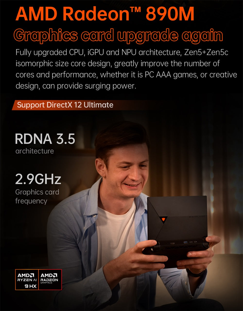 Herní kapesní počítač One Netbook OneXPlayer G1, AMD Ryzen AI 9 HX 370 12 jader max. 5,1 GHz, 8,8" displej s rozlišením 2560*1600 a obnovovací frekvencí 144 Hz, 64 GB RAM LPDDR5X 7500 MHz, 4 TB SSD, WiFi 6E, 2*USB-C, 1*USB 3.2, 1*TF karta, 1* Oculink, 1*3,5mm audio vstup, odemykání otiskem prstu - zástrčka EU