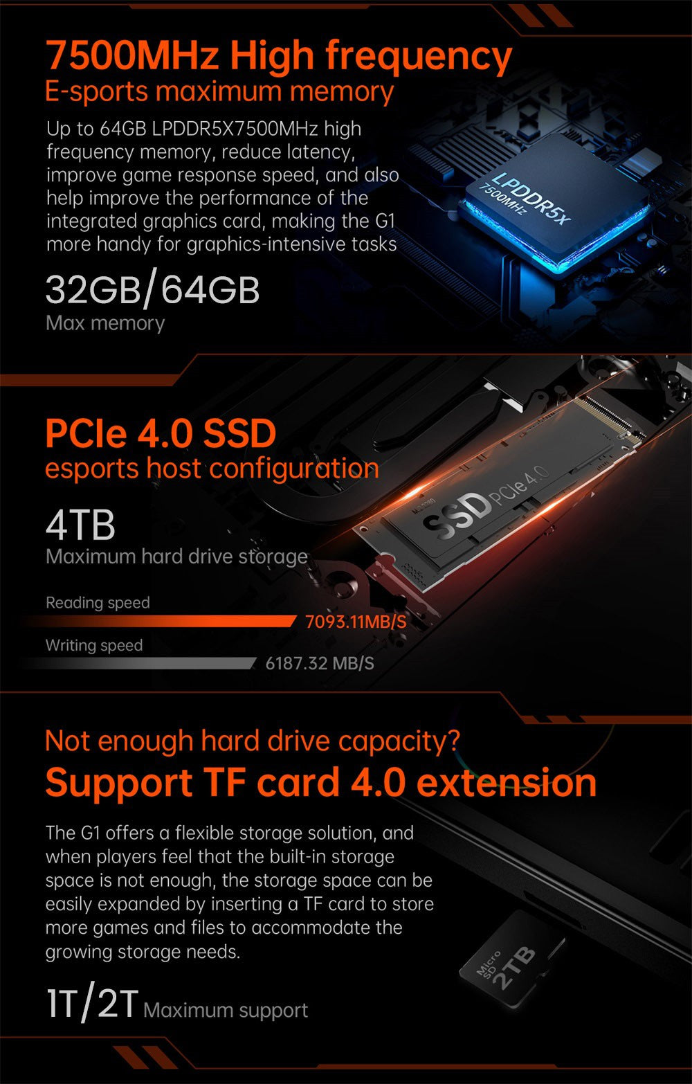 Herní kapesní počítač One Netbook OneXPlayer G1, AMD Ryzen AI 9 HX 370 12 jader max. 5,1 GHz, 8,8" displej s rozlišením 2560*1600 a obnovovací frekvencí 144 Hz, 64 GB RAM LPDDR5X 7500 MHz, 4 TB SSD, WiFi 6E, 2*USB-C, 1*USB 3.2, 1*TF karta, 1* Oculink, 1*3,5mm audio vstup, odemykání otiskem prstu - zástrčka EU