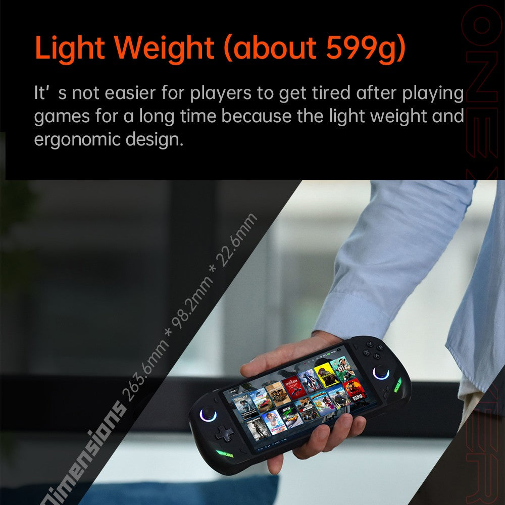 Herní konzole ONE Netbook OneXFly F1 Pro, 7" OLED displej s rozlišením 1920*1080, procesor AMD Ryzen AI 9 HX 370, 12jádrový procesor s frekvencí max. 5,1 GHz, obnovovací frekvence 144 Hz, 32 GB RAM LPDDR5x, 2 TB SSD disk PCle 4.0, zvukový systém Harman, 2 porty USB-C 4.0, 1 port USB-A 3.0, 1 slot pro TF kartu, 1 audio vstup.