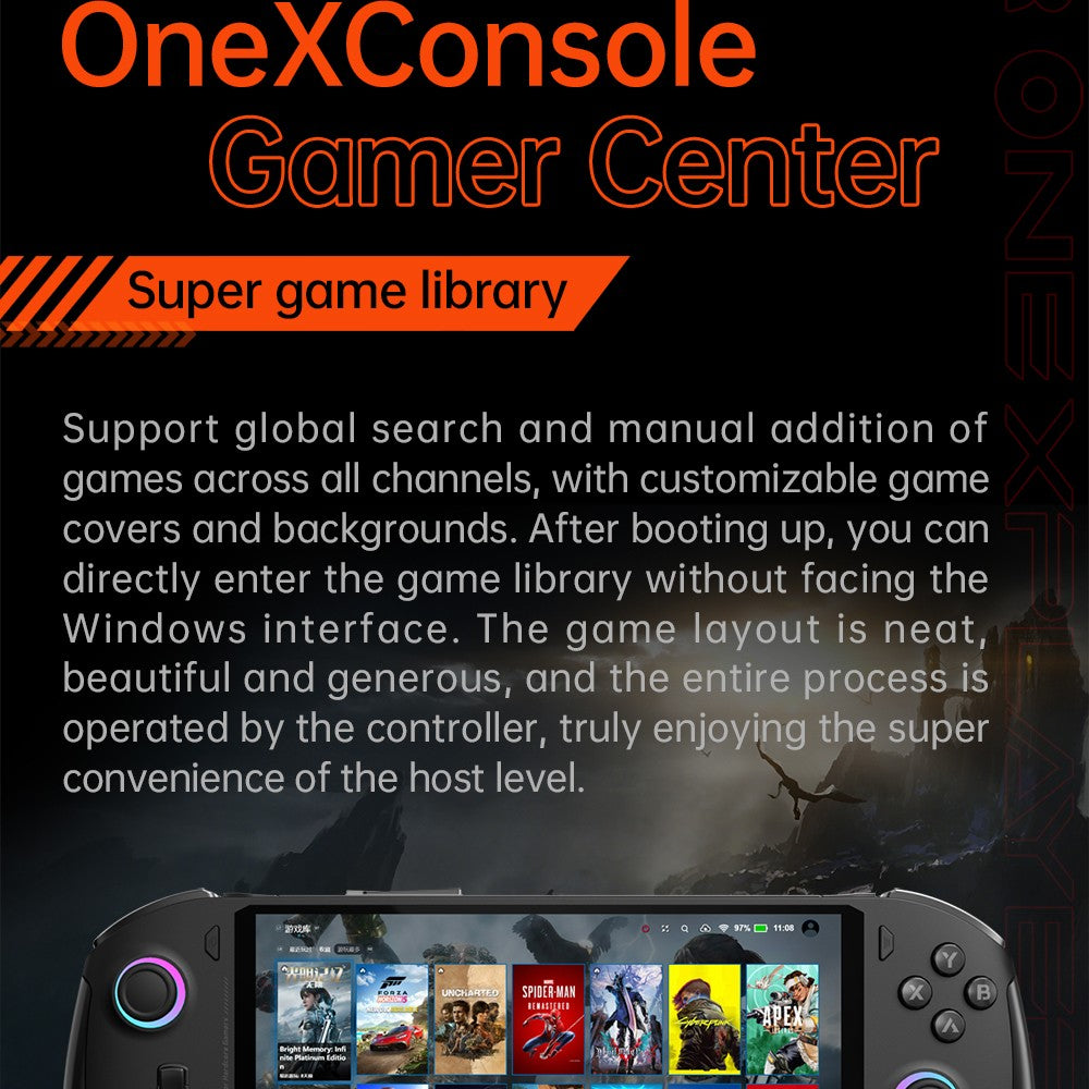 Herní konzole ONE Netbook OneXFly F1 Pro, 7" OLED displej s rozlišením 1920*1080, procesor AMD Ryzen AI 9 HX 370, 12jádrový procesor s frekvencí max. 5,1 GHz, obnovovací frekvence 144 Hz, 32 GB RAM LPDDR5x, 2 TB SSD disk PCle 4.0, zvukový systém Harman, 2x USB-C 4.0, 1x USB-A 3.0, 1x slot pro TF kartu, 1x audio