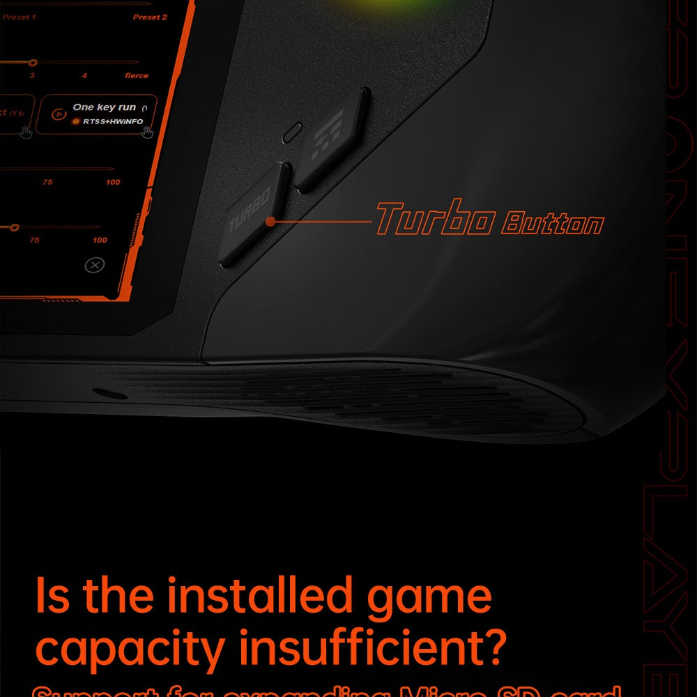 Herní konzole ONE Netbook OneXFly F1 Pro, 7" OLED displej s rozlišením 1920*1080, procesor AMD Ryzen AI 9 HX 370, 12jádrový procesor s frekvencí max. 5,1 GHz, obnovovací frekvence 144 Hz, 32 GB RAM LPDDR5x, 2 TB SSD disk PCle 4.0, zvukový systém Harman, 2 porty USB-C 4.0, 1 port USB-A 3.0, 1 slot pro TF kartu, 1 audio vstup.