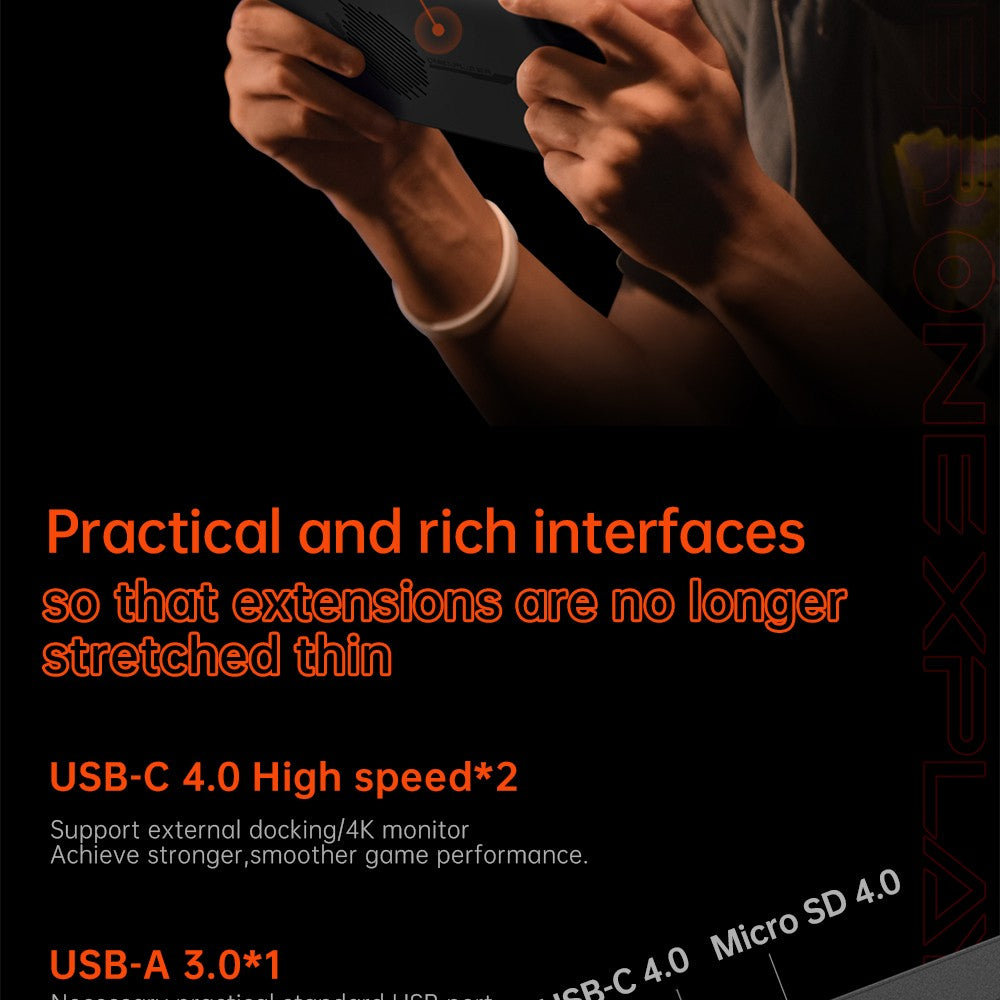 Herní konzole ONE Netbook OneXFly F1 Pro, 7" OLED displej s rozlišením 1920*1080, procesor AMD Ryzen AI 9 HX 370, 12jádrový procesor s frekvencí max. 5,1 GHz, obnovovací frekvence 144 Hz, 32 GB RAM LPDDR5x, 2 TB SSD disk PCle 4.0, zvukový systém Harman, 2x USB-C 4.0, 1x USB-A 3.0, 1x slot pro TF kartu, 1x audio