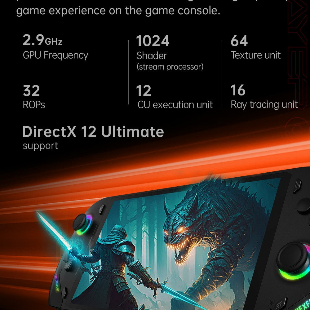 Herní konzole ONE Netbook OneXFly F1 Pro, 7" OLED displej s rozlišením 1920*1080, procesor AMD Ryzen AI 9 HX 370, 12jádrový procesor s frekvencí max. 5,1 GHz, obnovovací frekvence 144 Hz, 32 GB RAM LPDDR5x, 2 TB SSD disk PCle 4.0, zvukový systém Harman, 2 porty USB-C 4.0, 1 port USB-A 3.0, 1 slot pro TF kartu, 1 audio vstup.