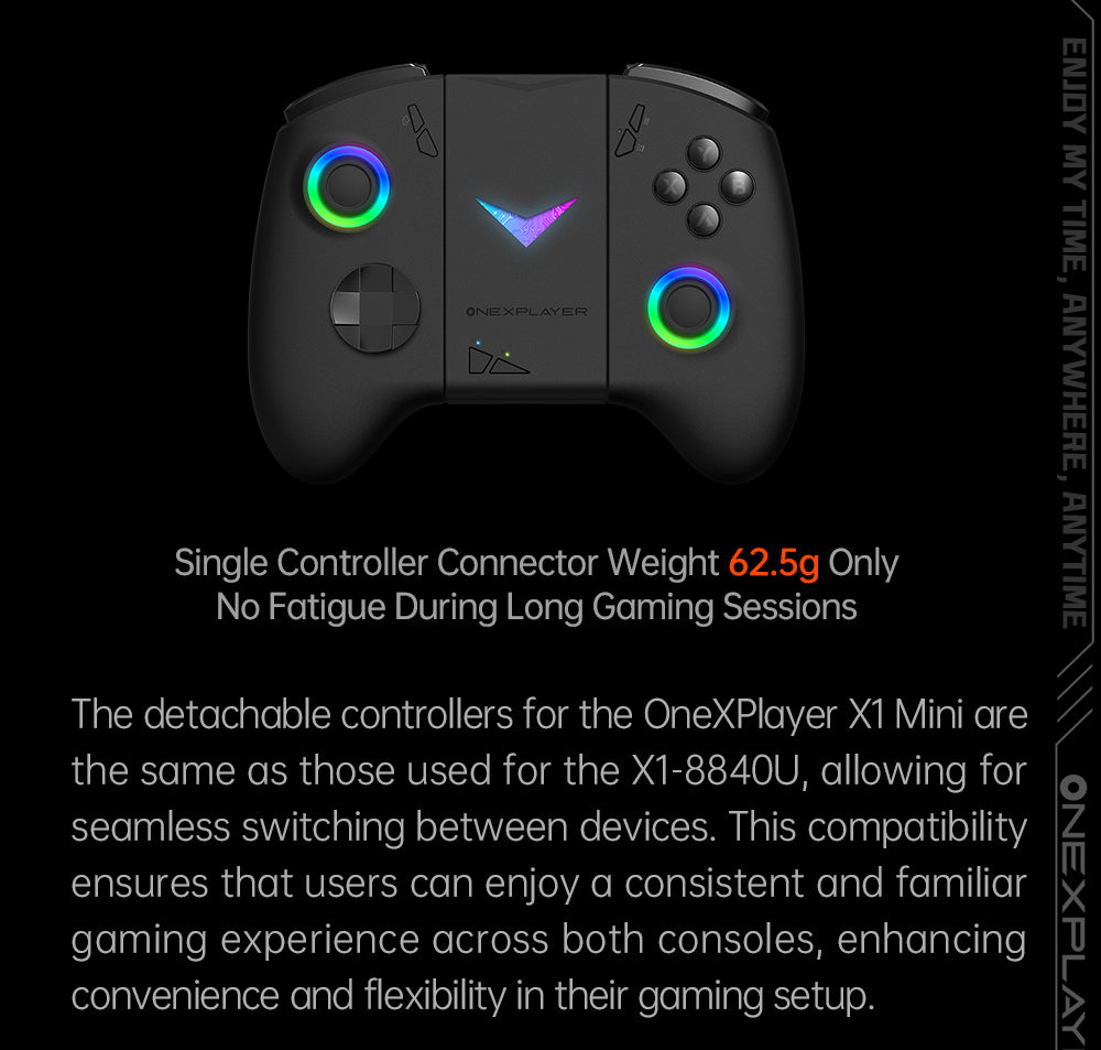 Herní mini PC OneXPlayer X1, AMD Ryzen 7 8840U, 8 jader, max. 5,1 GHz, 8,8" 2560*1600, 144Hz LTPS displej, 32GB LPDDR5x 7500MHz RAM, 1TB SSD, 2x USB4, 1x USB3.2, 1x slot pro TF kartu, 1x Oculink, 1x audio, Harman Sound System, baterie 65,02 Wh