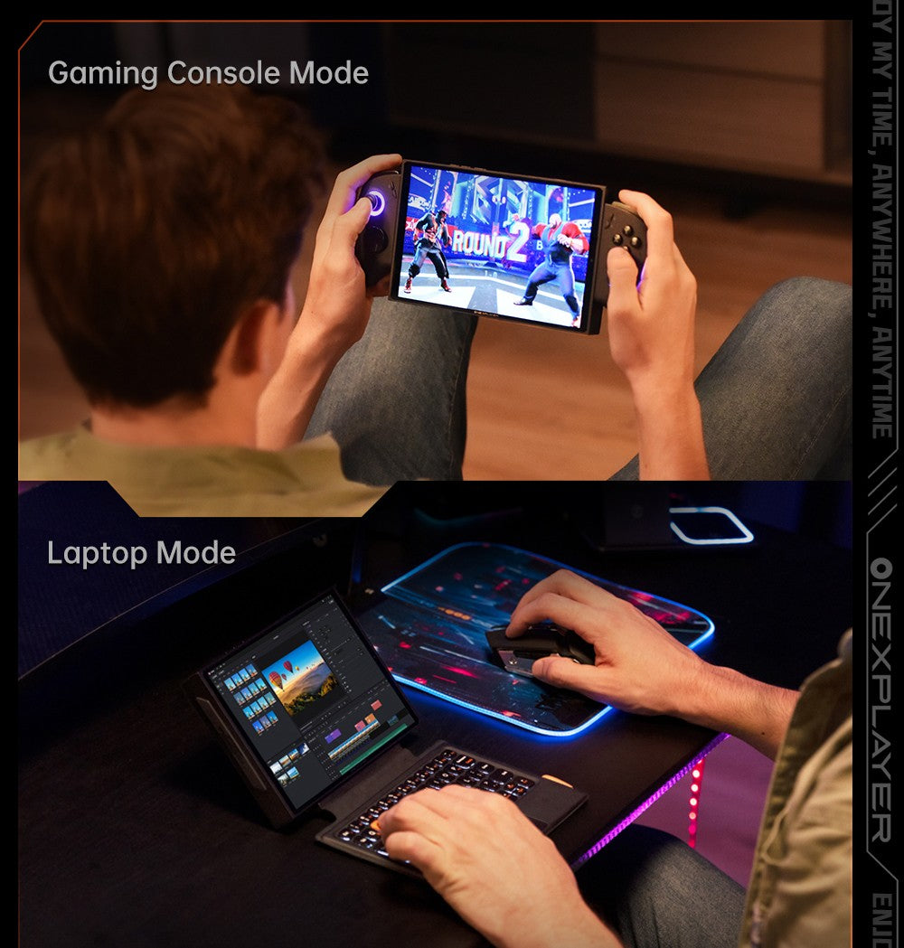 Herní mini PC OneXPlayer X1, AMD Ryzen 7 8840U, 8 jader, max. 5,1 GHz, 8,8" 2560*1600, 144Hz LTPS displej, 32GB LPDDR5x 7500MHz RAM, 1TB SSD, 2x USB4, 1x USB3.2, 1x slot pro TF kartu, 1x Oculink, 1x audio, Harman Sound System, baterie 65,02 Wh