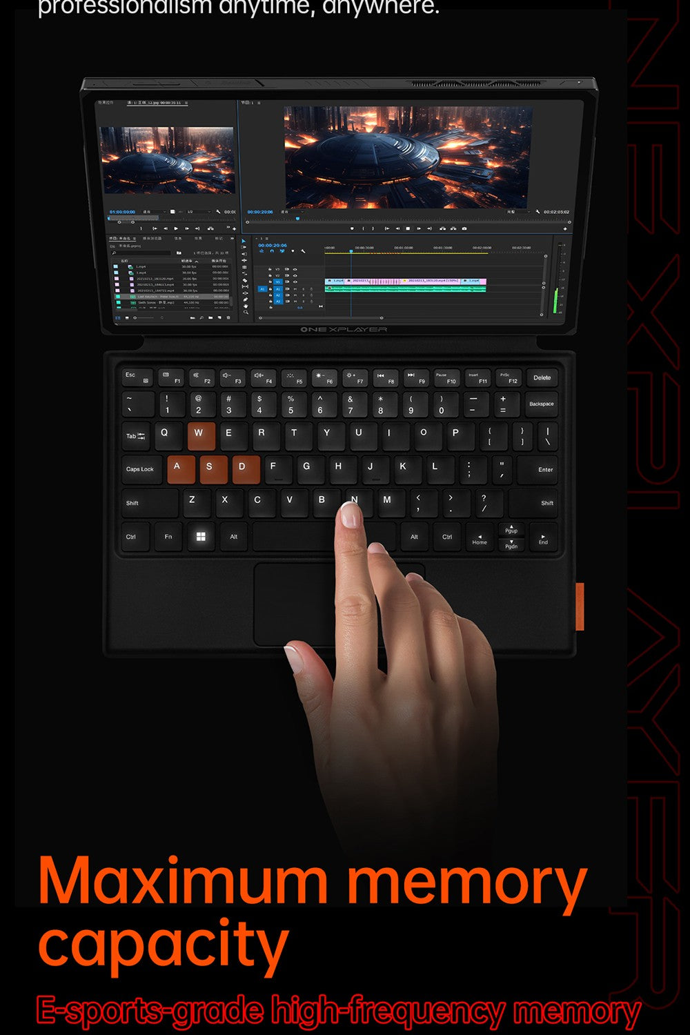 Herní kapesní počítač One Netbook OneXPlayer X1 Pro, AMD Ryzen AI 9 HX 370 12 jader max. 5,1 GHz, 10,95" obrazovka 2560*1600 120 Hz LTPS, 64 GB RAM LPDDR5x 7500 MHz, 2 TB SSD, 2*USB-C, 1*USB 3.2, 1*TF karta, 1* Oculink, 1*3,5mm audio, zvukový systém Harman - americká zástrčka
