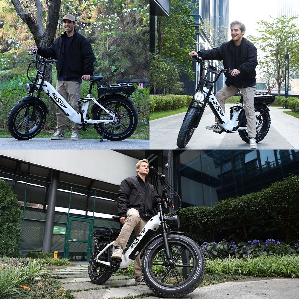 Elektrokolo ONESPORT OT08 Pro, motor 500 W, baterie 2x48 V 18 Ah, pneumatiky 20x4,0 palce, maximální rychlost 25 km/h, maximální dojezd 190 km, přední a zadní olejové kotoučové brzdy, odpružená vidlice, řazení Shimano 7 rychlostí - bílé