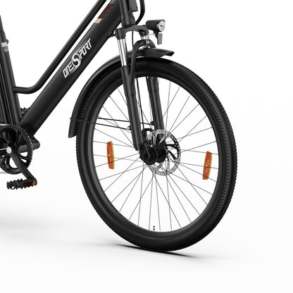 ONESPORT OT18 City Electric Bike, 26*2.35 inch wide Tires, 250W Motor 25km/h, 36V 14.4Ah Big Battery up to 100km Max Range,  Shimano 7-speed, Front Shock-absorbing fork, 25 Degree Climbing Bluetooth APP - Black
