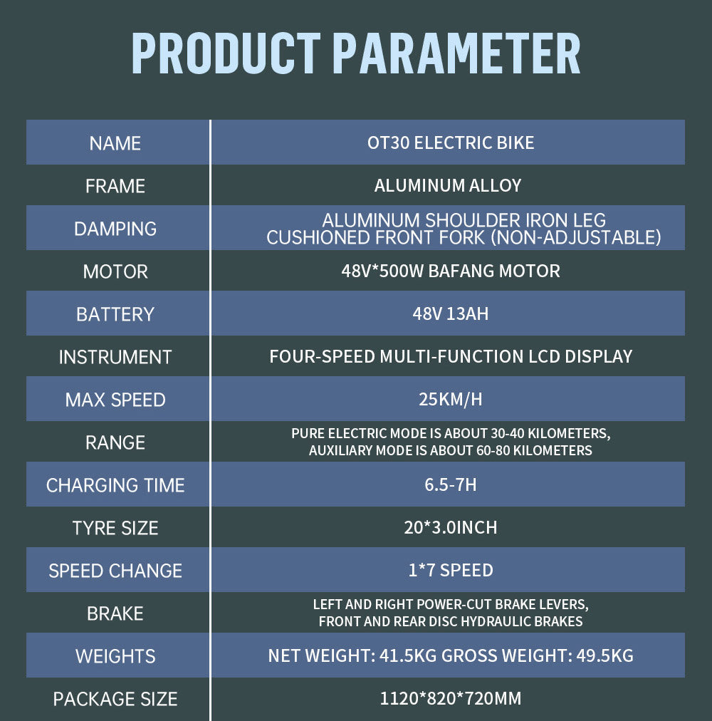 Elektrická nákladní tříkolka ONESPORT OT30, motor 500 W, baterie 48 V 13 Ah, pneumatiky 20 x 3,0 palce, maximální rychlost 25 km/h, dojezd 80 km, hydraulické kotoučové brzdy, tlumící vidlice, maximální zatížení 180 kg - béžová