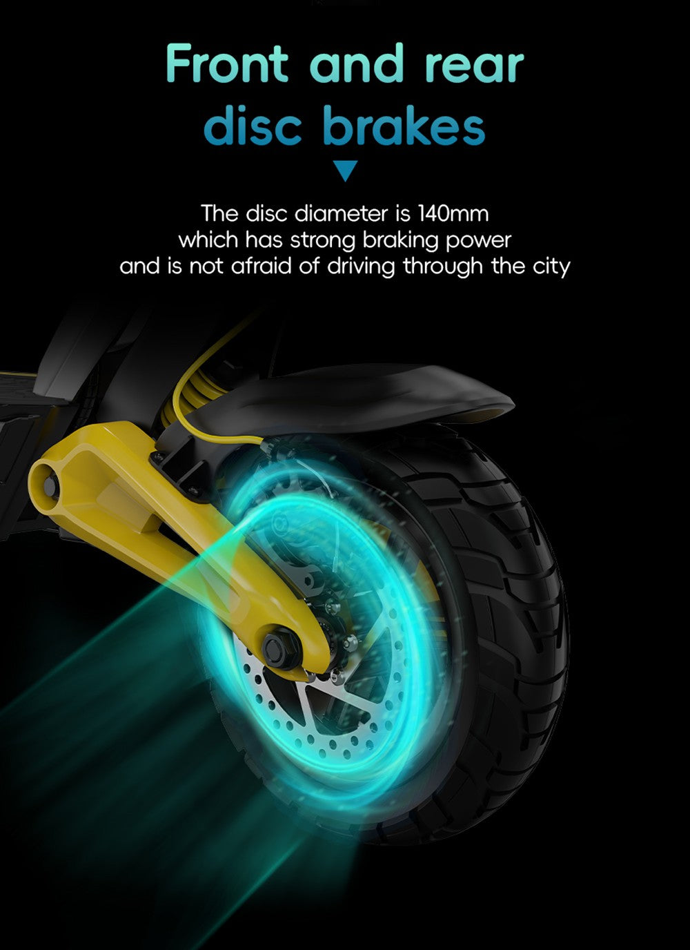 Elektrická koloběžka OOTD S10, motor 1400 W, 10palcové pneumatiky, baterie 48 V 20 Ah, maximální rychlost 55 km/h, dojezd 60–70 km, kotoučová brzda, odpružení vpředu i vzadu