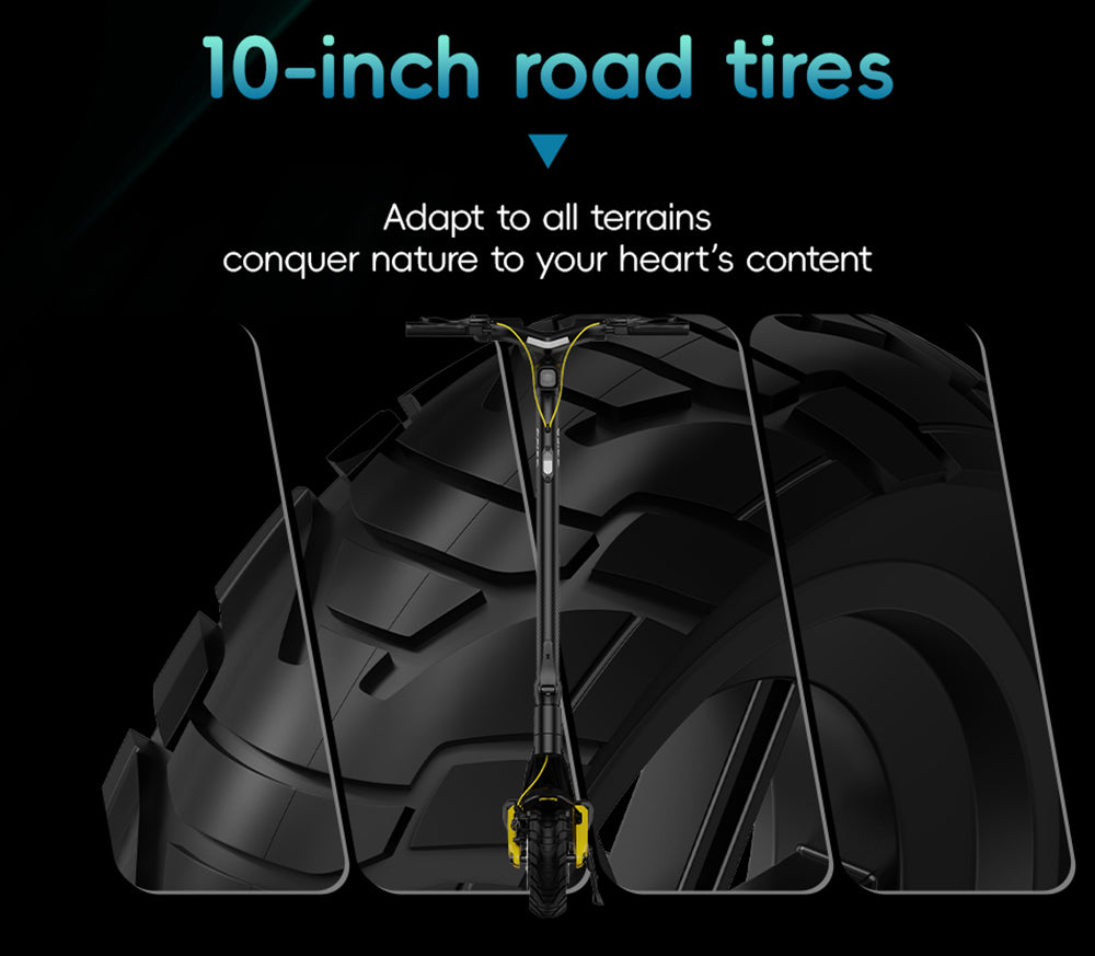 Elektrická koloběžka OOTD S10, motor 1400 W, 10palcové pneumatiky, baterie 48 V 20 Ah, maximální rychlost 55 km/h, dojezd 60–70 km, kotoučová brzda, odpružení vpředu i vzadu