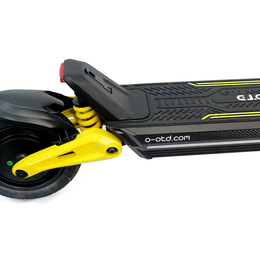 Skládací elektrická koloběžka OOTD S10, 10palcové pneumatiky, motor 1400 W, maximální rychlost 25 km/h, baterie 48 V 20 Ah, dojezd 60-70 km, maximální zatížení 120 kg, tlumení nárazů s kotoučovou brzdou - žlutá