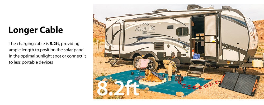 Skládací solární panel Blackview Oscal PM100, vodotěsný s krytím IP65, s konektorem Type-C QC3.0, USB výstupem a kabelem 5 v 1