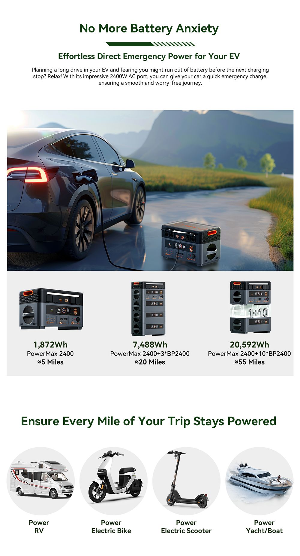 Přenosná elektrárna Oscal PowerMax2400 2400W 1872kWh, duální reproduktor, rychlé nabíjení za 1,2 hodiny, ovládání aplikací, LED světlo, 16 výstupů, UPS <0,01 s