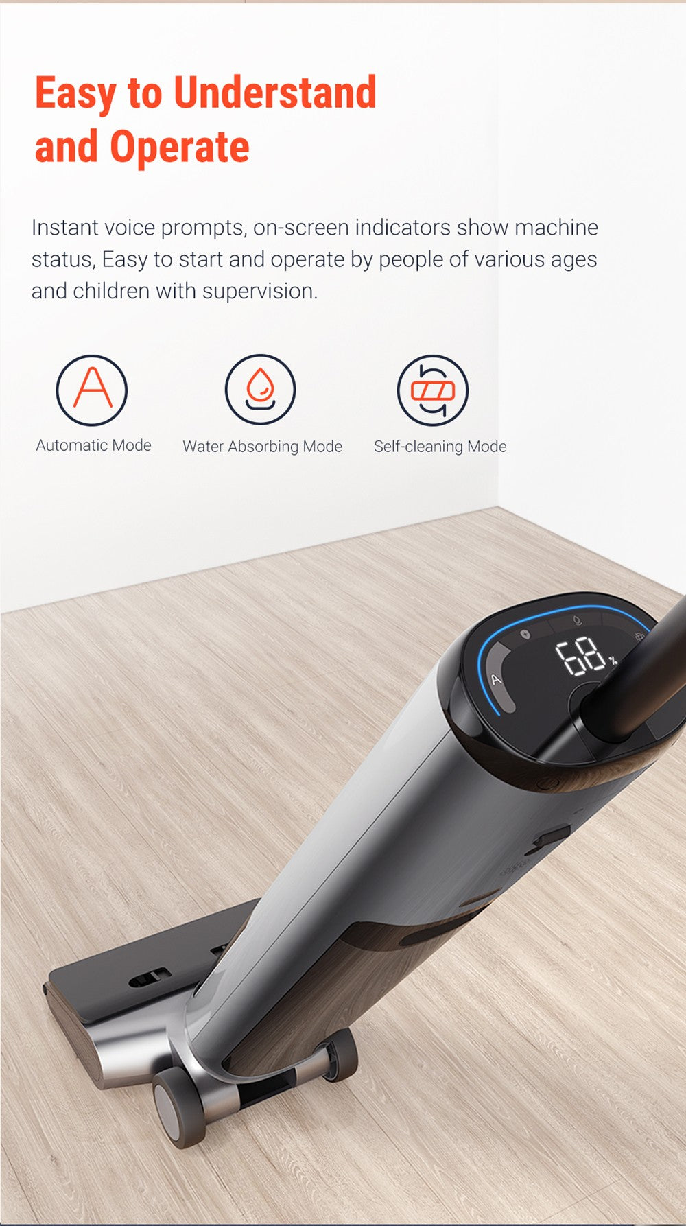 Mokro-suchý vysavač OSOTEK H200 Horizon, automatické samočištění, kapacita 4000 mAh, nádržka na čistou vodu 750 ml, inteligentní nastavení výkonu, doba provozu 35 minut, širší kartáčový válec