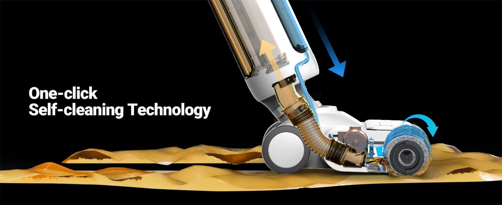 Bezdrátový mokro-suchý vysavač OSOTEK H200 Lite, sací výkon 12500 Pa, horizontální sklopení 180 stupňů, čištění okrajů z obou stran, nádrž na čistou vodu o objemu 750 ml, LED displej, doba provozu 30 minut