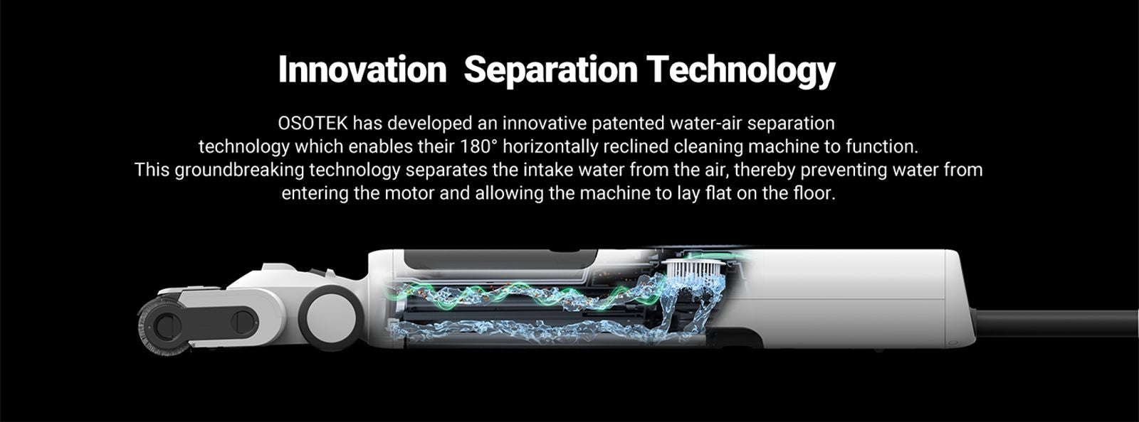 Bezdrátový mokro-suchý vysavač OSOTEK H200 Lite, sací výkon 12500 Pa, horizontální sklopení 180 stupňů, čištění okrajů z obou stran, nádrž na čistou vodu o objemu 750 ml, LED displej, doba provozu 30 minut
