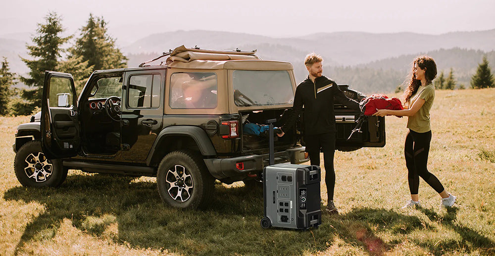 Přenosná elektrárna OUKITEL Abearl P5000, baterie LiFePO4 5120 W, 5x 2200 W AC zásuvek (přepětí 4000 W), bezproblémové zálohování UPS, 92% invertor, rychlé nabíjení AC 1800 W, duální 100 W USB-C, 15 výstupů, MPPT solární generátor pro venkovní i domácí použití, s kolečky