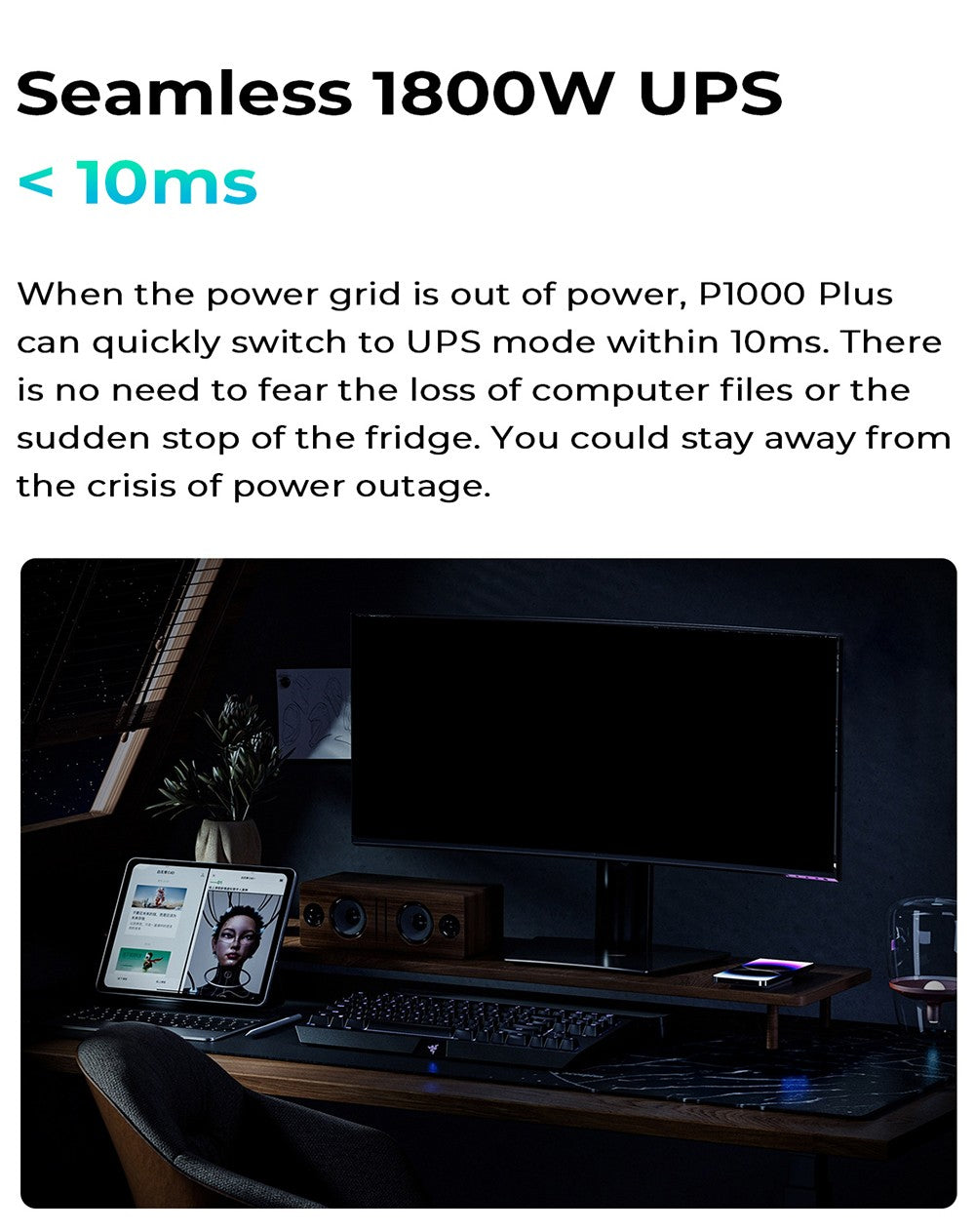 Přenosná elektrárna OUKITEL P1000 PLUS, solární generátor 1800 W 1024 Wh s LiFePO4 baterií, rychlé nabíjení, chytré ovládání aplikací pro venkovní použití, obytné vozy, domácí zálohování a nouzové napájení