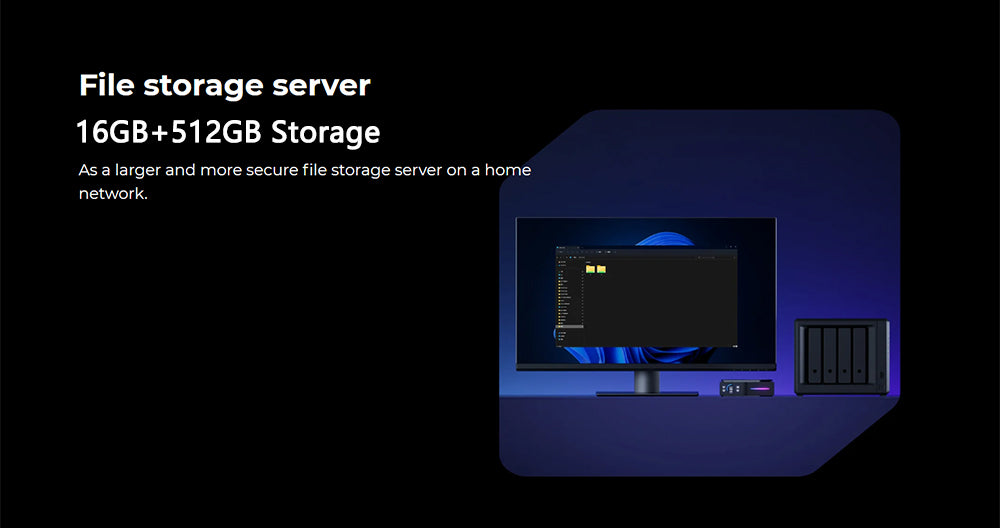 (Vylepšená verze 2024) Mini PC OUVIS S1 s LCD obrazovkou a RGB podsvícením, Intel Alder Lake N95 4 jádra až 3,4 GHz, 16 GB RAM 512 GB SSD, 2*HDMI 2.0 4K HD duální displej, WiFi 5 Bluetooth 4.2, 2*USB 3.0 2*USB 2.0 2*RJ45 - zástrčka EU