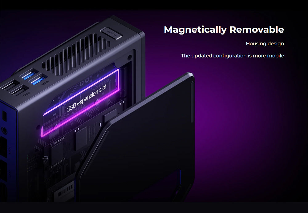 (Vylepšená verze 2024) Mini PC OUVIS S1 s LCD obrazovkou a RGB podsvícením, Intel Alder Lake N95 4 jádra až 3,4 GHz, 16 GB RAM 512 GB SSD, 2*HDMI 2.0 4K HD duální displej, WiFi 5 Bluetooth 4.2, 2*USB 3.0 2*USB 2.0 2*RJ45 - zástrčka EU