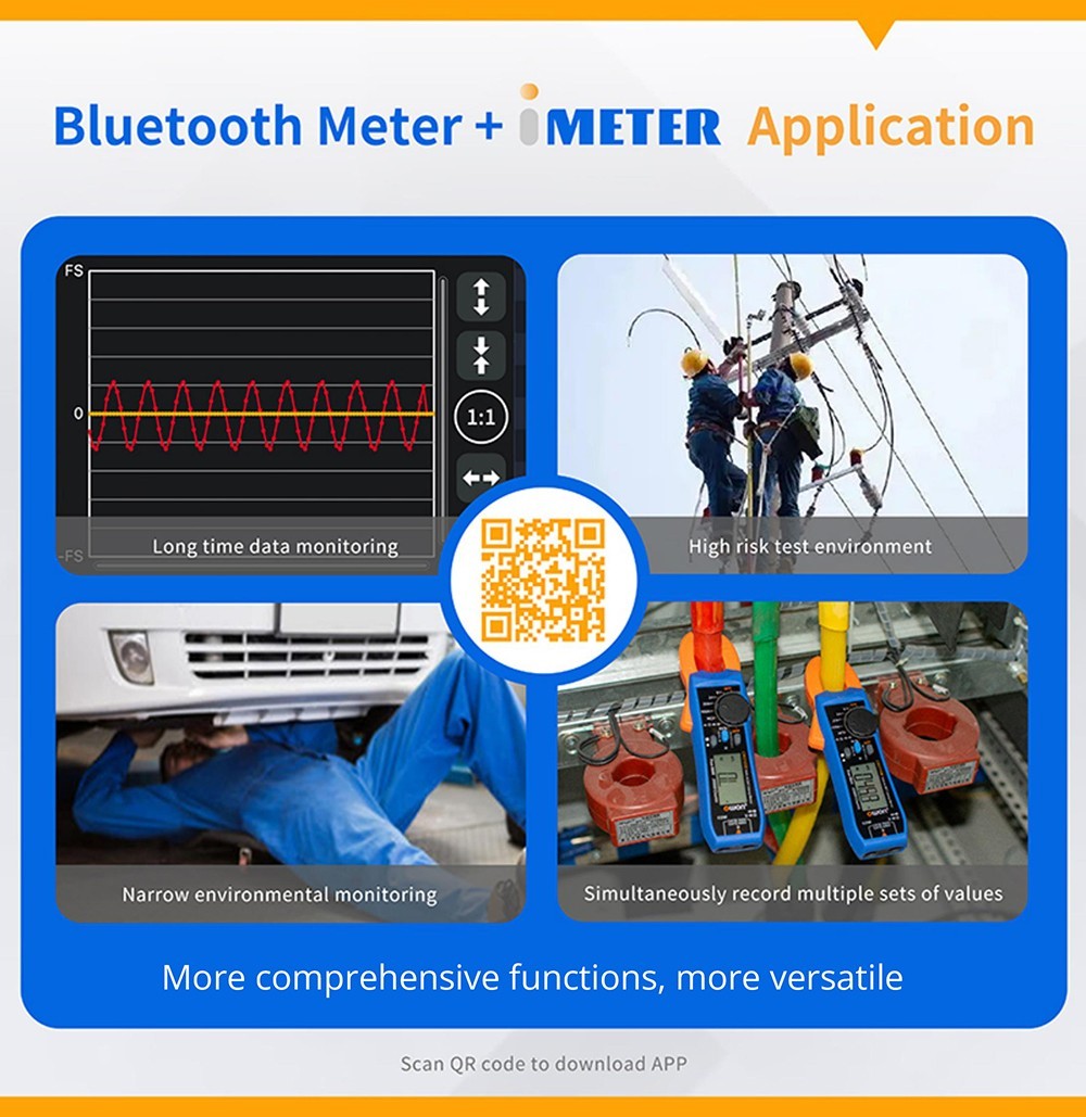 Klešťový měřič OWON CM2100, True RMS 20000 číslic, automatické přepínání rozsahu, měření NCV/VFC/diod
