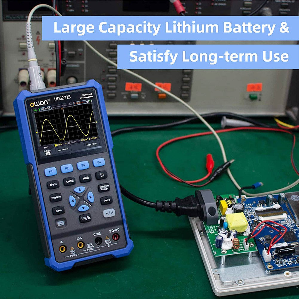 OWON HDS272S 3 v 1 digitální osciloskopový multimetrový generátor signálu, šířka pásma 70 MHz, vzorkovací frekvence 250 MSa/s, 20 000 číslic - zástrčka EU