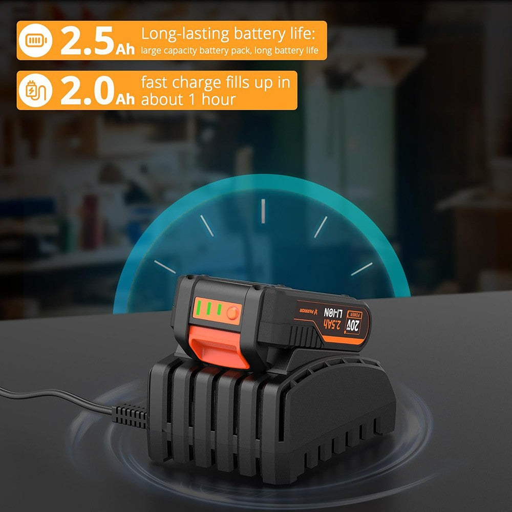 Akumulátorová ocasní pila Parrior RS18 20V, variabilní rychlost 0–2800 ot./min, LED světlo, nízká hlučnost, plynulý chod, výměna pilového pásu bez nářadí