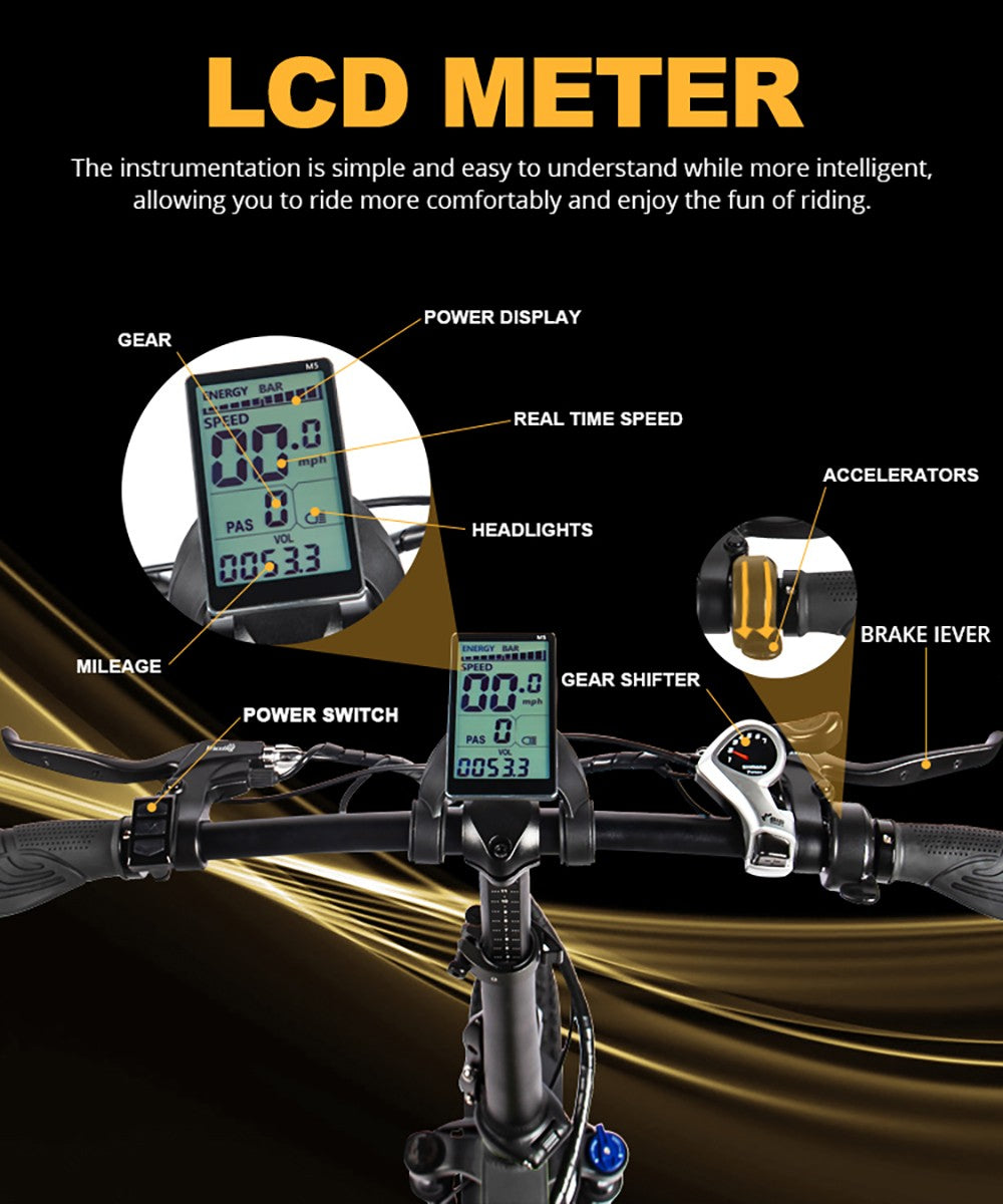 Elektrokolo PASELEC PX6, motor 750 W, baterie 48 V 13 Ah, tlusté pneumatiky 20*4,0 palce, maximální rychlost 45 km/h, dojezd 70 km, mechanická kotoučová brzda, uzamykatelná přední vidlice s tlumičem, řazení Shimano 7 rychlostí - černé