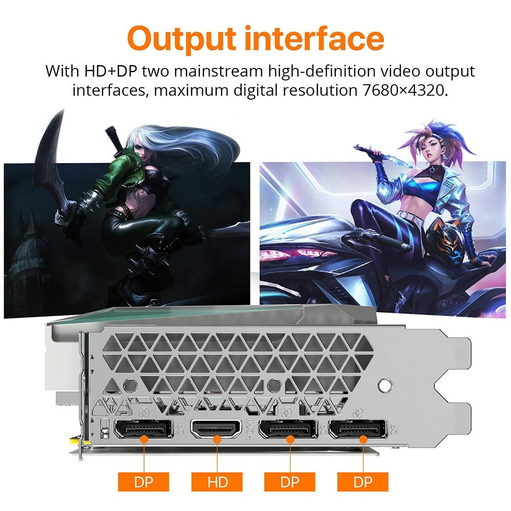 Herní grafická karta PELADN RTX2060 SUPER, 8GB GDDR6 RAM, 8pinový 128bitový procesor, dva ventilátory, PCI Express 3.0, 3xDP 1xHDMI - bílá