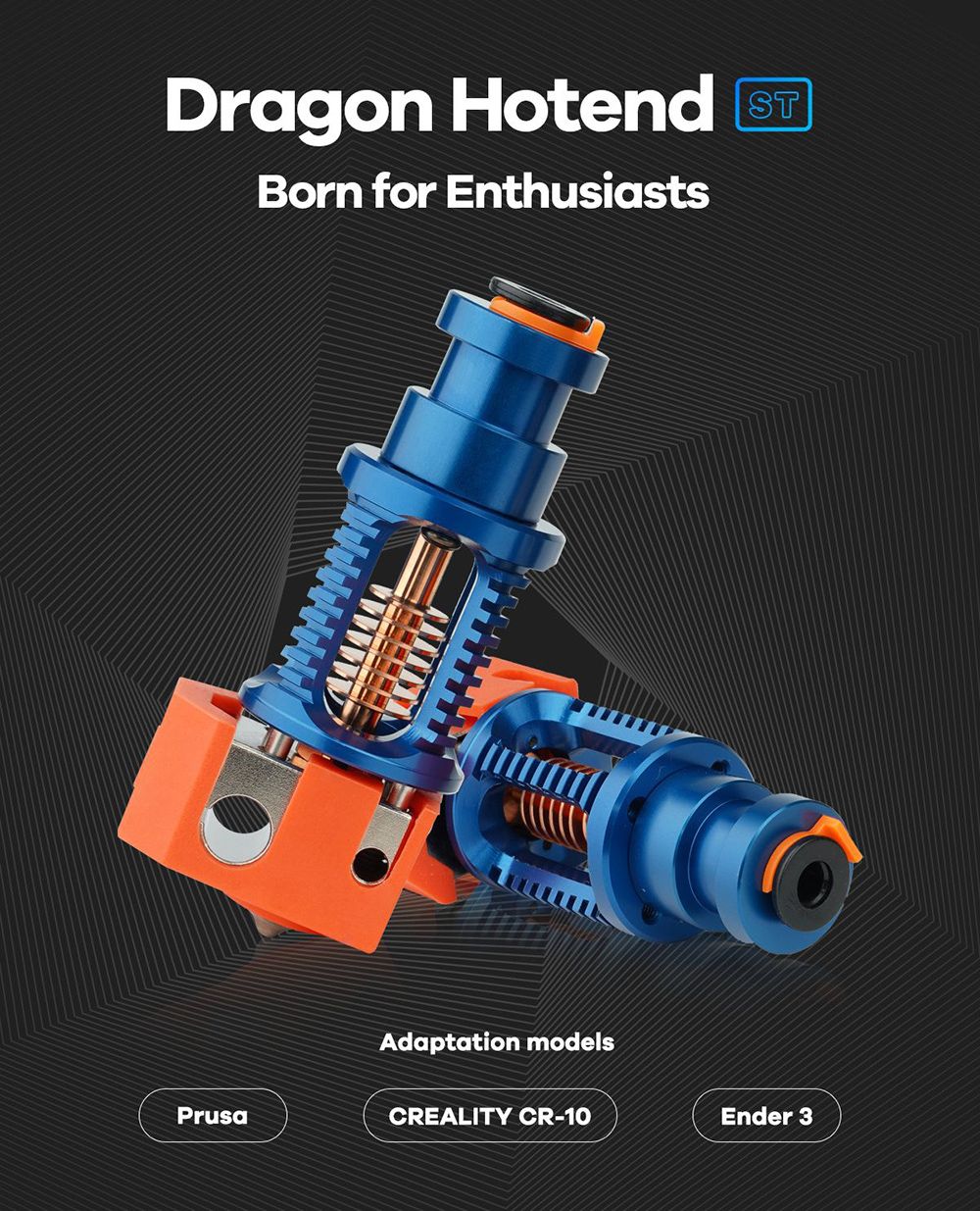 Phaetus Dragon Hotend ST V2.0 Super Precision 3D tiskárna Extruzní hlava pro V6 Hotend DDE DDB Direct Drive Bowden - černá